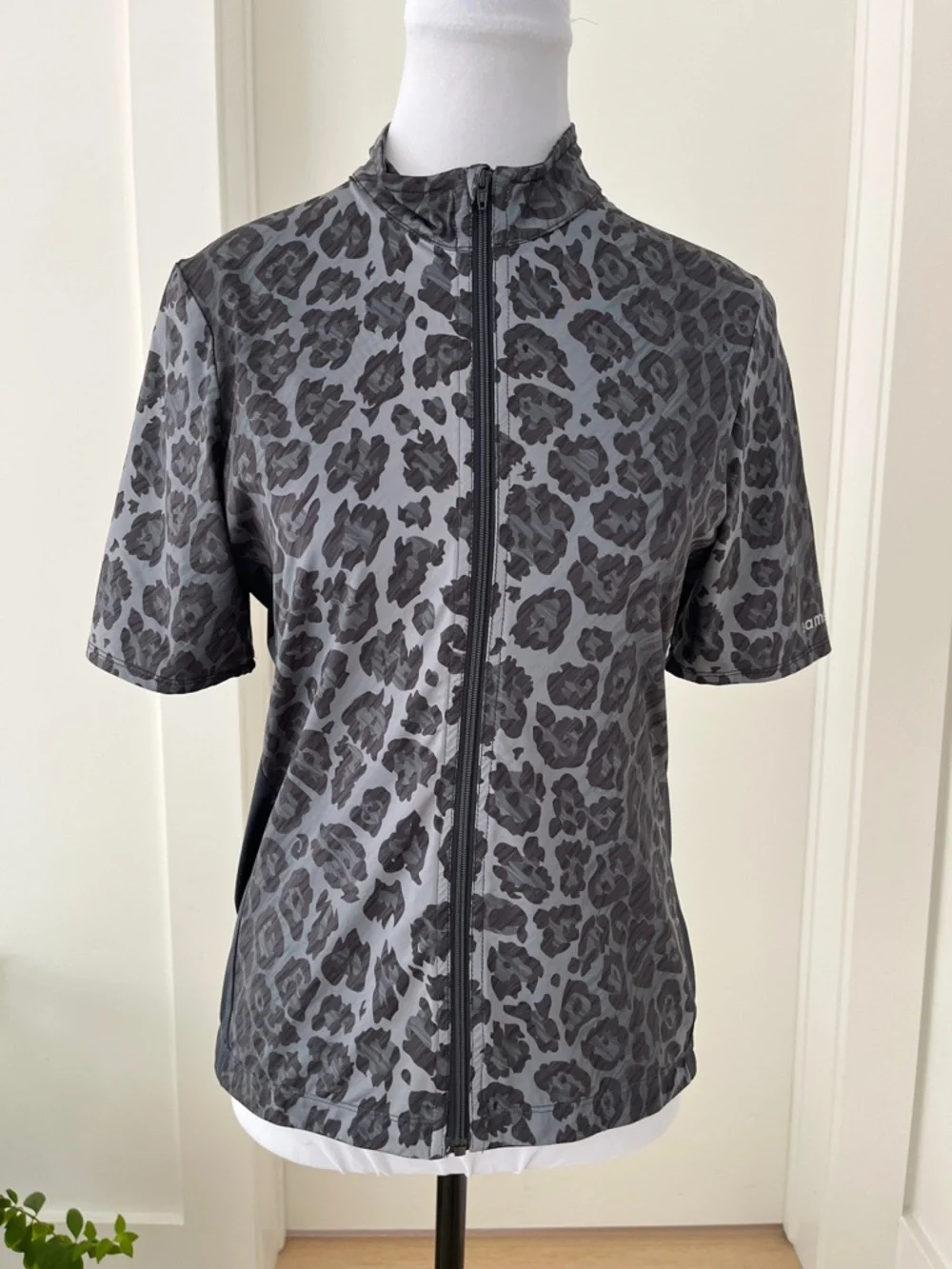 SAMSARA Full Zip Cycling Performance Jersey Leopard Print Short Sleeve Stretch - Picture 1 of 16